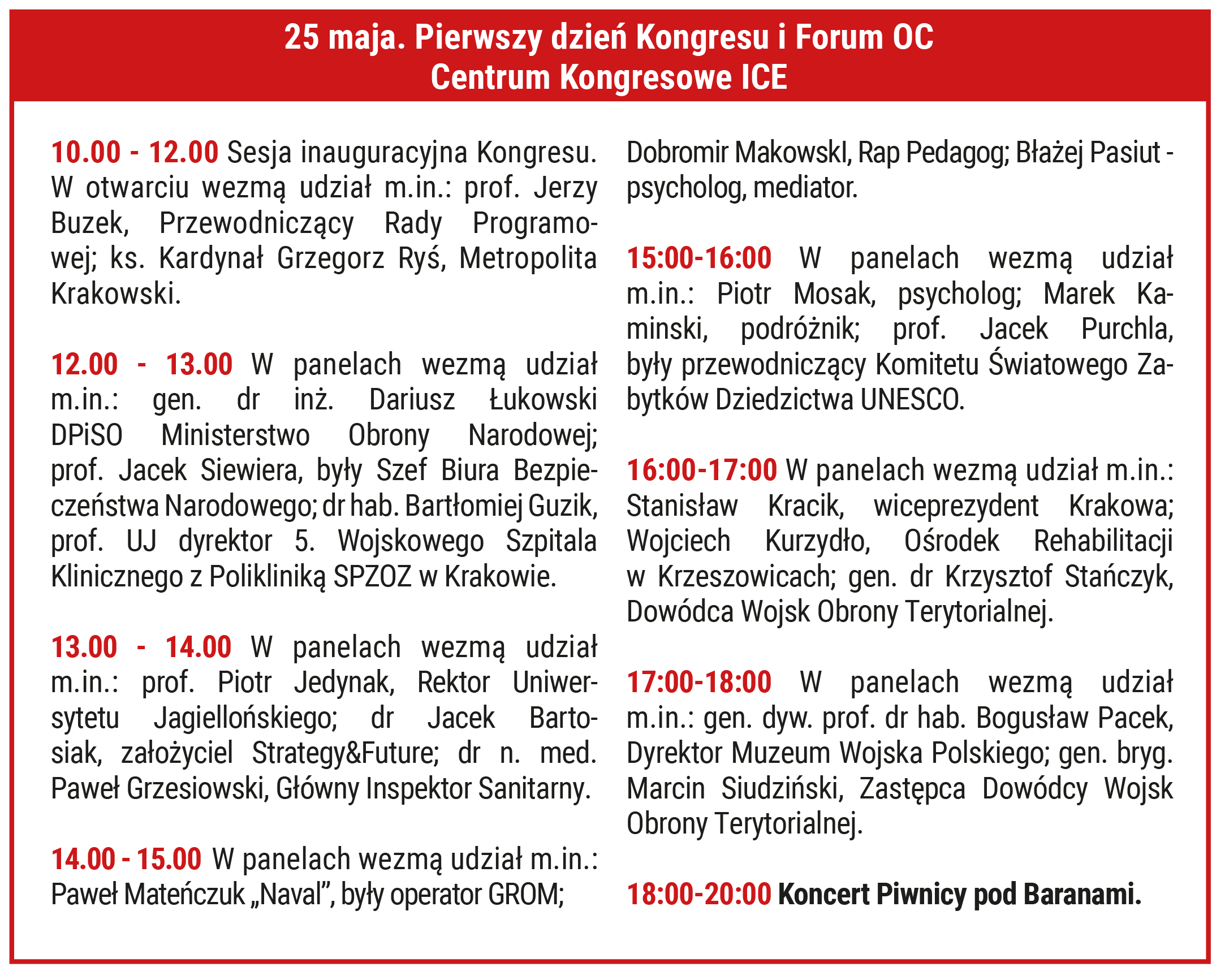 Program 25 maja